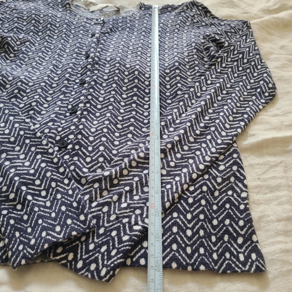 Ann Taylor Loft Women's Zig Zag Polka Dot Black White Button-Up Cardigan - Picture 13 of 13